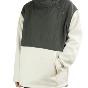 The North Face Women's Rosie Sherpa Jacket Snap Pullover Grey Cream XS Quilted